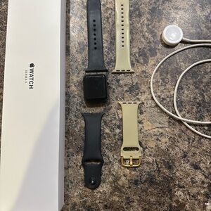 Apple Watch Series 3 with Black and Beige Bands 38mm